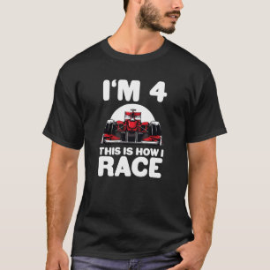 Kinder raceauto 4e Verjaardag 4 Vier Peuter Formul T-shirt