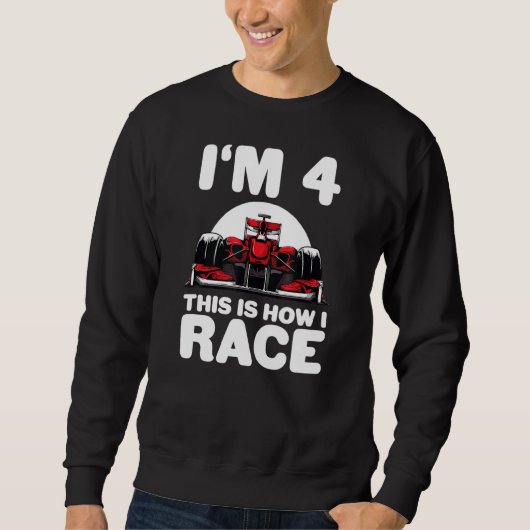 Kinder raceauto 4e Verjaardag 4 Vier Peuter Formul Trui (Voorkant)