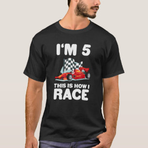 Kinder raceauto 5e Verjaardag 5 Vier Peuter Formul T-shirt