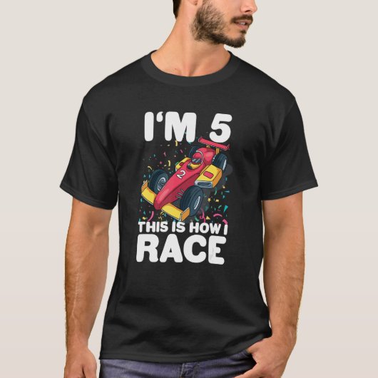 Kinder raceauto 5e Verjaardag 5 Vijf Peuter Formul T-shirt (Voorkant)