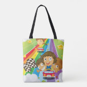 Kinder races op een regenboogCanvas tas (Achterkant)