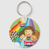 Kinder races op een regenboogSleutelhanger Sleutelhanger (Voorkant)