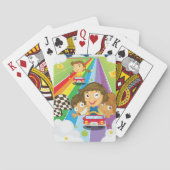 Kinder races op een regenboogspeelkaart pokerkaarten (Achterkant)