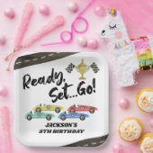 Kinder racewagen elke leeftijdscategorie papieren bordje (Feest)