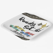 Kinder racewagen elke leeftijdscategorie papieren bordje (Gebogen)