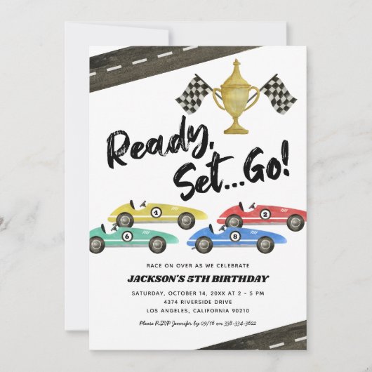 Kinder racewagen iedere dag een uitnodiging om de  (Voorkant)