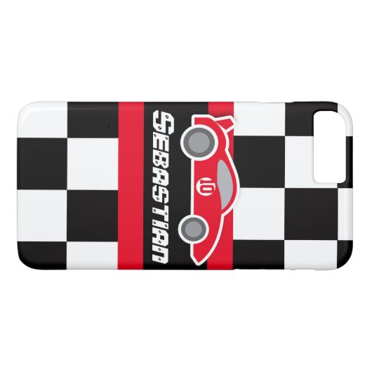 Kinder racewagen met de naam iphone case (Achterkant (Horizontaal))
