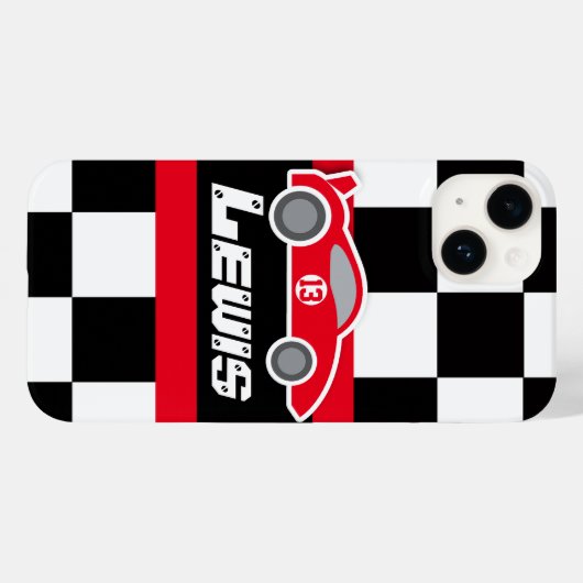 Kinder racewagen met de naam iphone case (Achterkant (horizontaal))