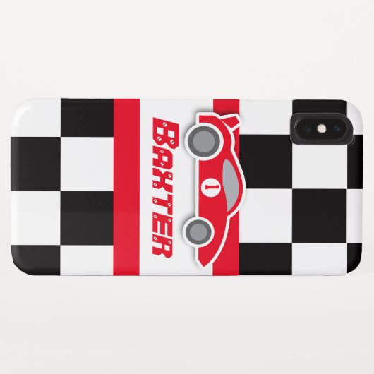 Kinder racewagen met de naam iphone case (Achterkant (horizontaal))