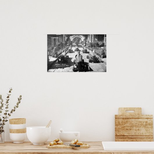 Kinder racing in miniatuurauto's poster (Keuken)