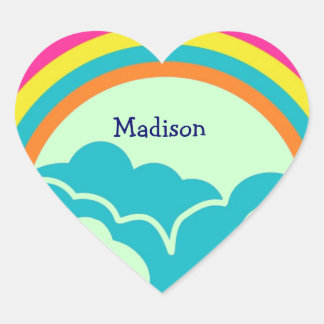 Kinder Rainbow Heart Name Stickers