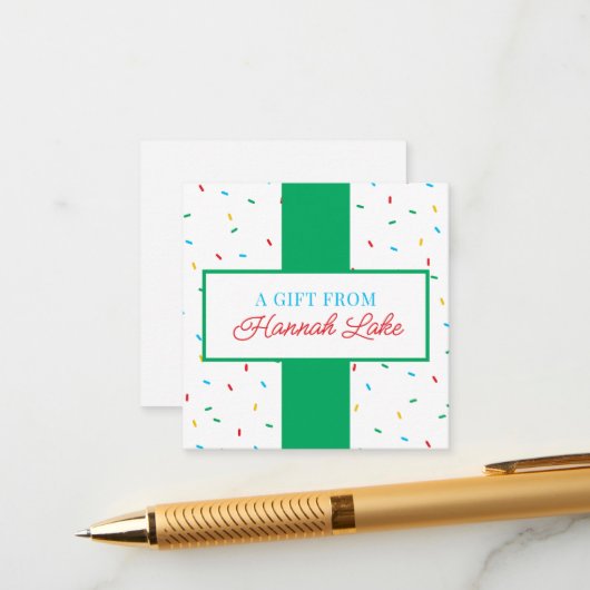 Kinder Rainbow Sprinkle Gift Behuizing Note Kaart (Voorkant / Achterkant in situ)