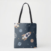 Kinder raket-, planet- en sterpatroon tote bag (Voorkant)