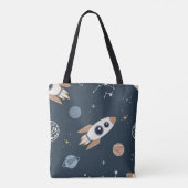 Kinder raket-, planet- en sterpatroon tote bag (Achterkant)