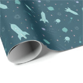 Kinder raketschild naar ruimtevaartsatoren cadeaupapier (Rol Hoek)