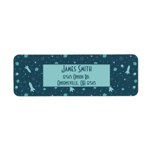 Kinder raketschild naar ruimtevaartsatoren etiket (Voorkant)