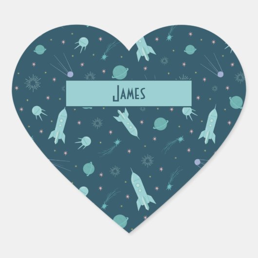 Kinder raketschild naar ruimtevaartsatoren hart sticker (Voorkant)