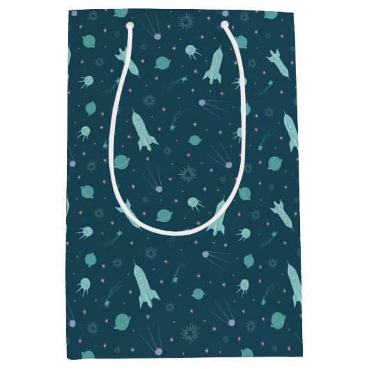 Kinder raketschild naar ruimtevaartsatoren medium cadeauzakje (Voorkant)