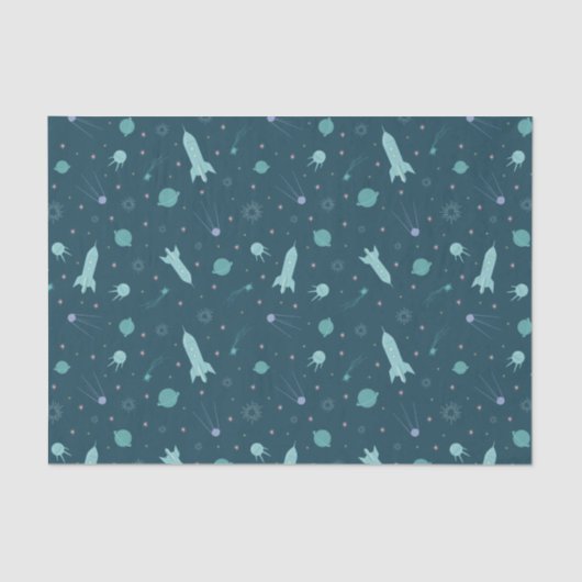 Kinder raketschild naar ruimtevaartsatoren tissuepapier (Voorkant)