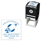 Kinder raketschip schattig retour adres stempel (In situ)