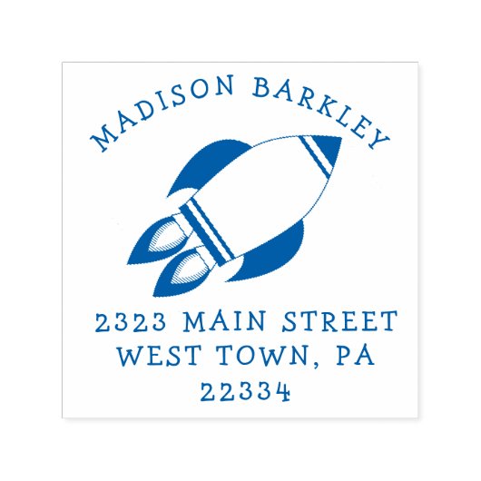 Kinder raketschip schattig retour adres stempel (Design)