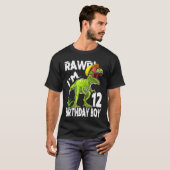 Kinder rawr 12 jaar oude rex dinosaurus 12e verjaa t-shirt (Voorkant volledig)