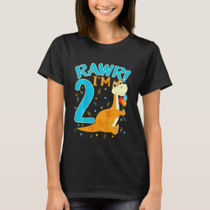 Kinder Rawr Ik ben 2 Dinosaur Trex 2e verjaardag K T-shirt