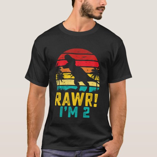 Kinder Rawr Ik ben 2 Dinosaurus Rex 2 Jaar Oud 2e T-shirt (Voorkant)