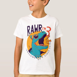 Kinder Rawr Ik ben 3 3e verjaardag T Rex Dinosaur T-shirt