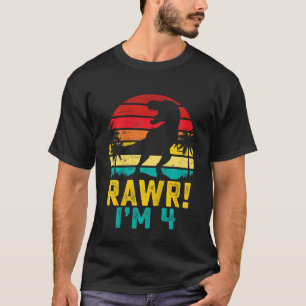 Kinder Rawr Ik ben 4 4 Jaar Oud Dinosaurus Rex 4e T-shirt