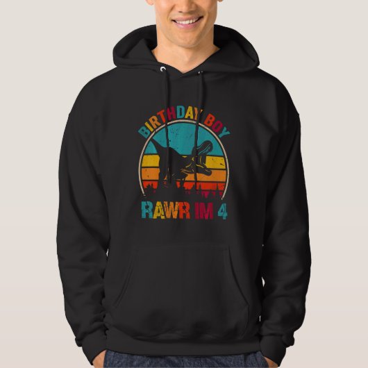 Kinder Rawr Ik ben 4 Dinosaurus 4e Verjaardags Jon Hoodie (Voorkant)