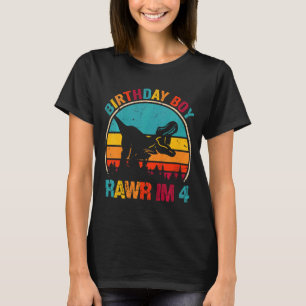 Kinder Rawr Ik ben 4 Dinosaurus 4e Verjaardags Jon T-shirt