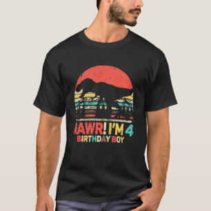 Kinder Rawr Ik ben 4 Dinosaurus Rex 4e Verjaardags T-shirt
