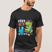 Kinder Rawr Ik ben 4 T Rex Dinosaur Skateboard Boy T-shirt (Voorkant)