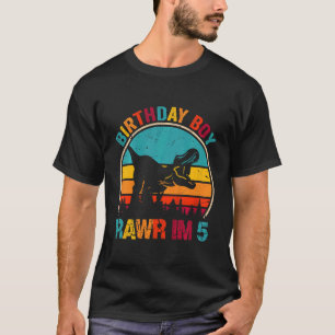 Kinder Rawr Ik ben 5 Dinosaurus 5e Verjaardag Jong T-shirt