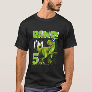 Kinder Rawr Ik ben 5 T Rex Dinosaur 5 jaar oud 5 h T-shirt
