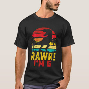 Kinder Rawr Ik ben 6 6 jaar oud Jongen Dinosaurus T-shirt