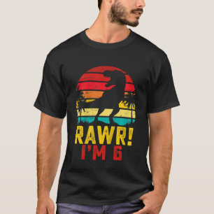 Kinder Rawr Ik ben 6 6 jaar oud Jongen Dinosaurus T-shirt
