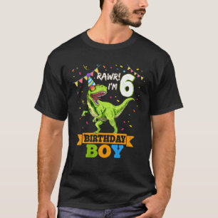 Kinder Rawr Ik ben 6 6e verjaardag jongen T Rex Di T-shirt