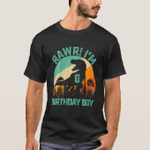 Kinder Rawr Ik ben 6 6th Birthday Boys Dinosaur Re T-shirt (Voorkant)