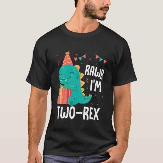 Kinder rawr ik vier rex 2 jaar oude dinosaurus jon t-shirt (Voorkant)