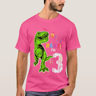 Kinder Rawr I'm 3 3rd Birthday Dinosaur 3 Year Old T-shirt