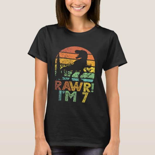 Kinder Rawr Im 7 Dinosaur Rex 7 jaar oude jongen 7 T-shirt (Voorkant)