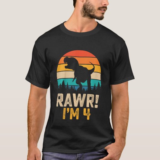 Kinder Rawr Iu2019m 4 4 jaar oud Dinosaur Rex 4th T-shirt (Voorkant)