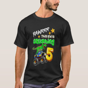 Kinder Rawrr Dit Kind drukt 5 Monster vrachtwagen  T-shirt