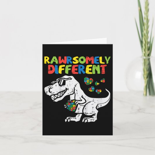 Kinder Rawrsomally Different Trex Dino boys Autism Kaart (Voorkant)