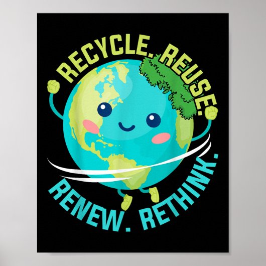 Kinder Recyclen Hergebruiken Herdenken Schattigee  Poster (Voorkant)