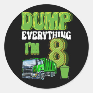 Kinder recyclingafval 8 jaar oud vuilnis 8e vracht ronde sticker