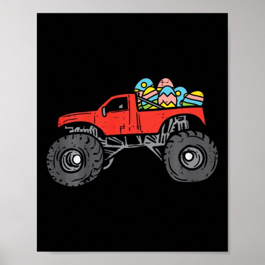 Kinder Red Monster Truck Eggs Easter Hunting Boy Poster (Voorkant)