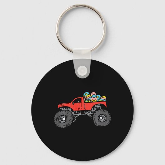 Kinder Red Monster Truck Eggs Easter Hunting Boy Sleutelhanger (Voorkant)